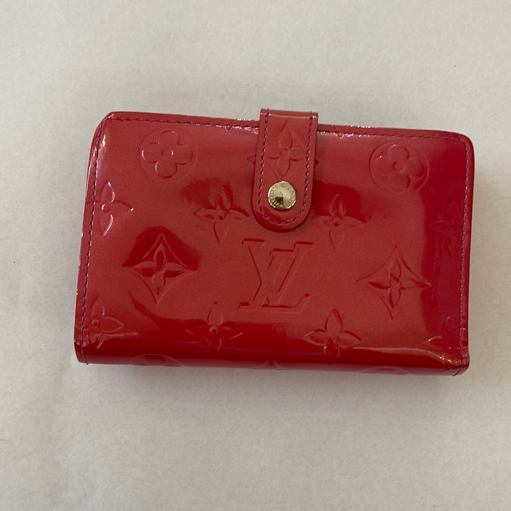 Authentic Louis Vuitton Vernis Patent Leather Wallet, Red